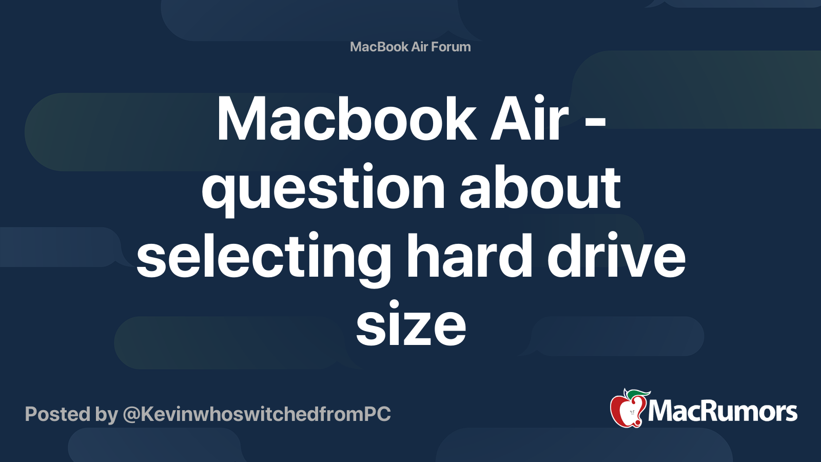 Macbook Air - question about selecting hard drive size | MacRumors Forums