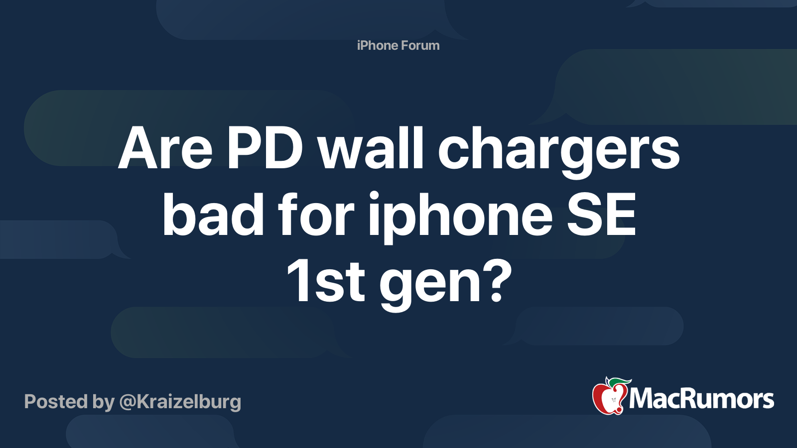 Are PD wall chargers bad for iphone SE 1st gen? MacRumors Forums