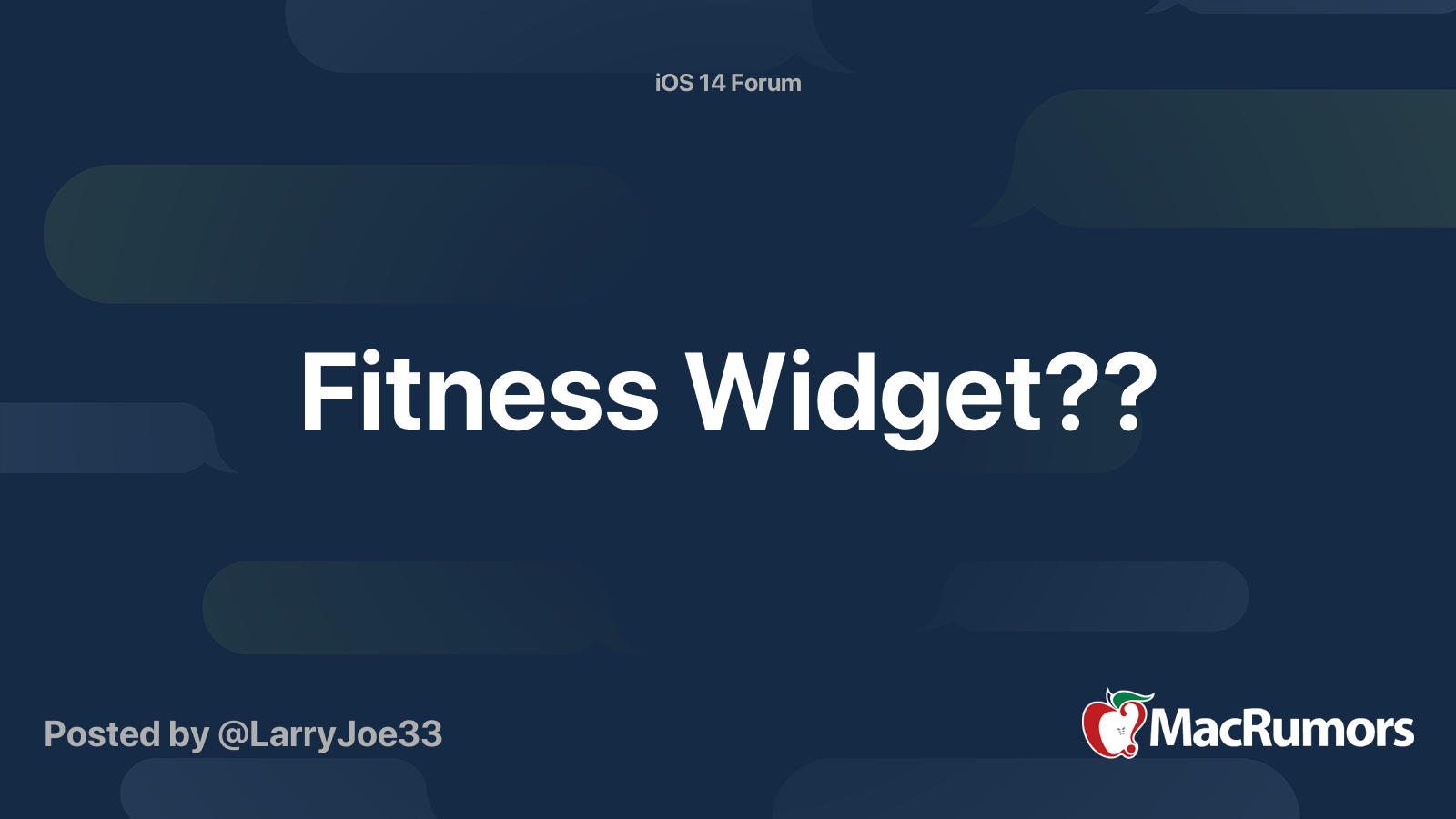 Fitness Widget?? | MacRumors Forums