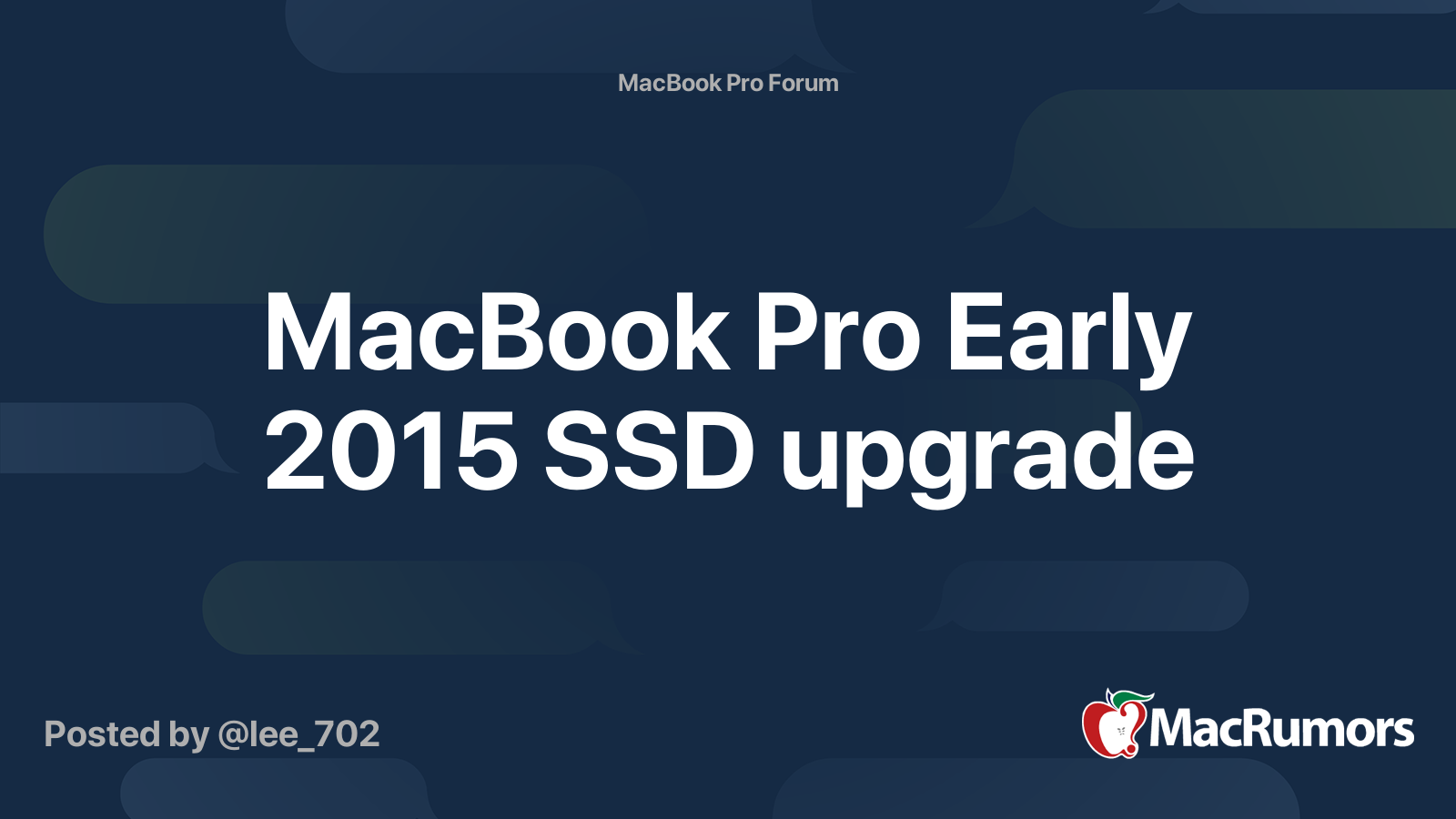 MacBook Pro Early 2015 upgrade | Forums