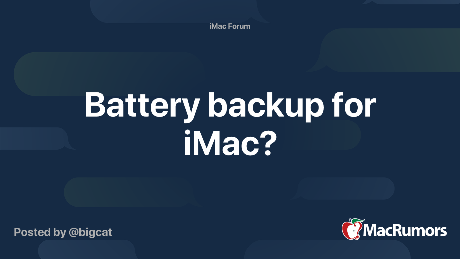 Battery backup for iMac? MacRumors Forums
