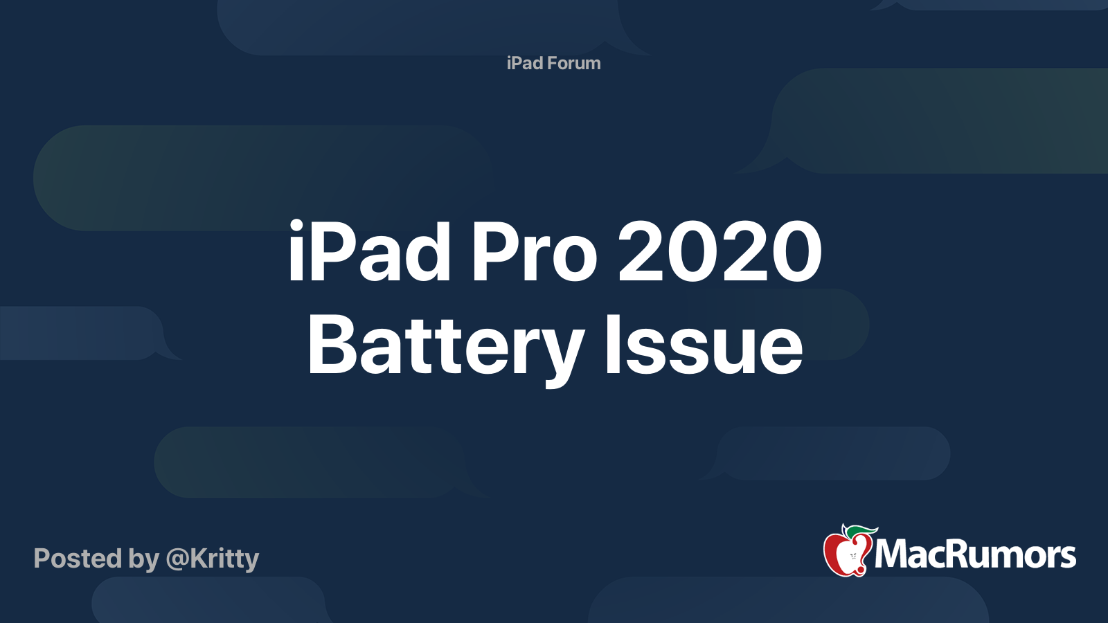 iPad Pro 2020 Battery Issue MacRumors Forums