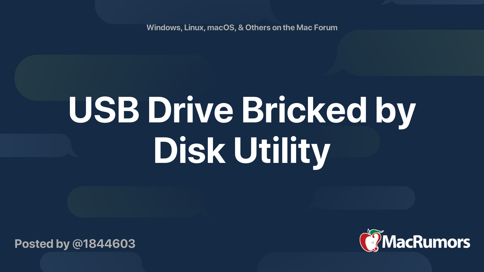 USB Drive Bricked by Disk Utility | MacRumors Forums