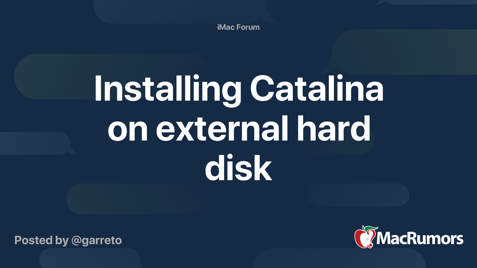 Installing Catalina on external hard disk MacRumors Forums