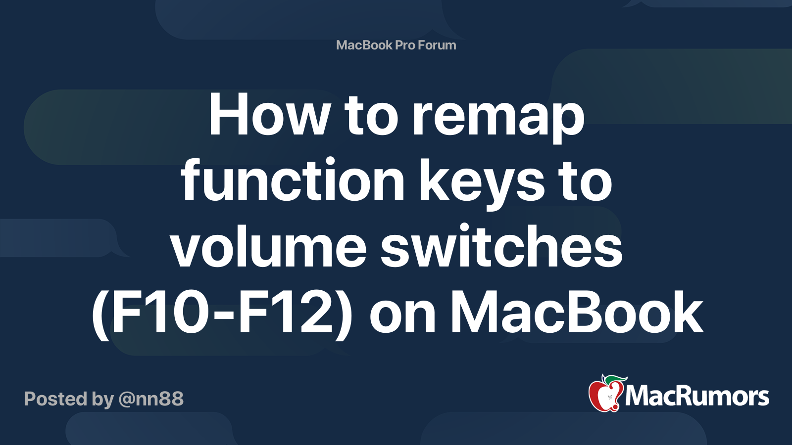 How to remap function keys to volume switches (F10F12) on MacBook Pro