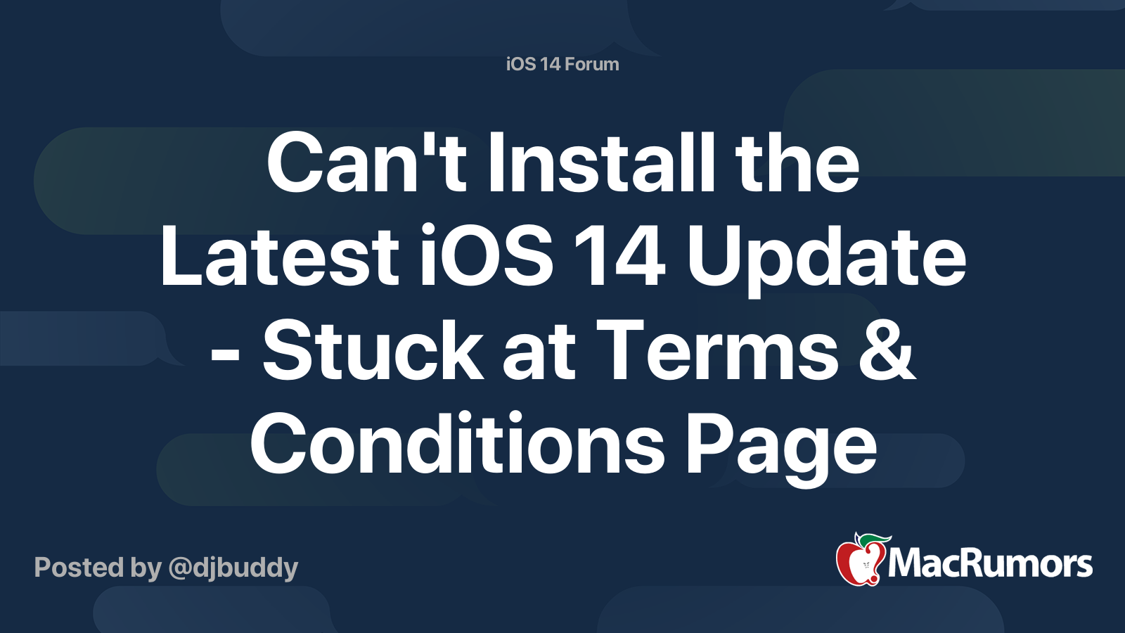 Can T Install The Latest Ios 14 Update Stuck At Terms Conditions Page Macrumors Forums