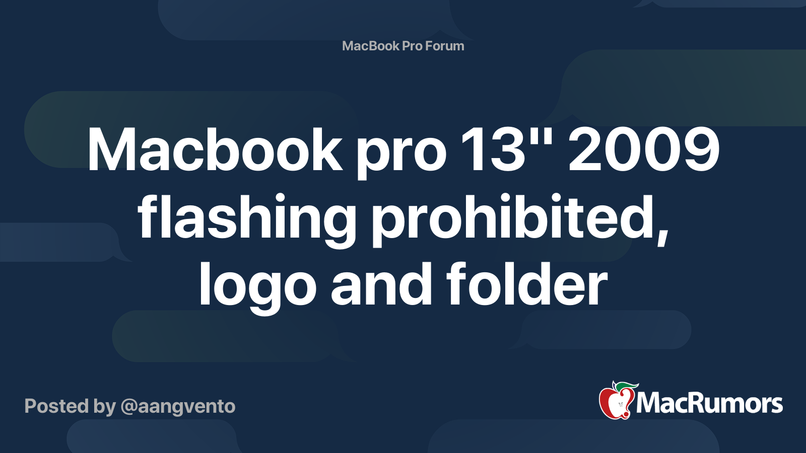 Macbook pro 13" 2009 flashing prohibited, logo and folder MacRumors
