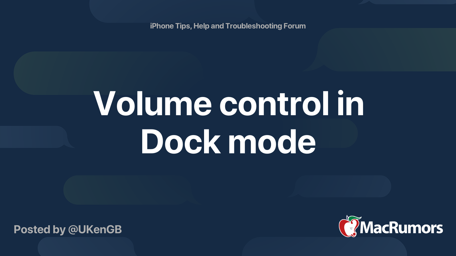 Volume control in Dock mode | MacRumors Forums