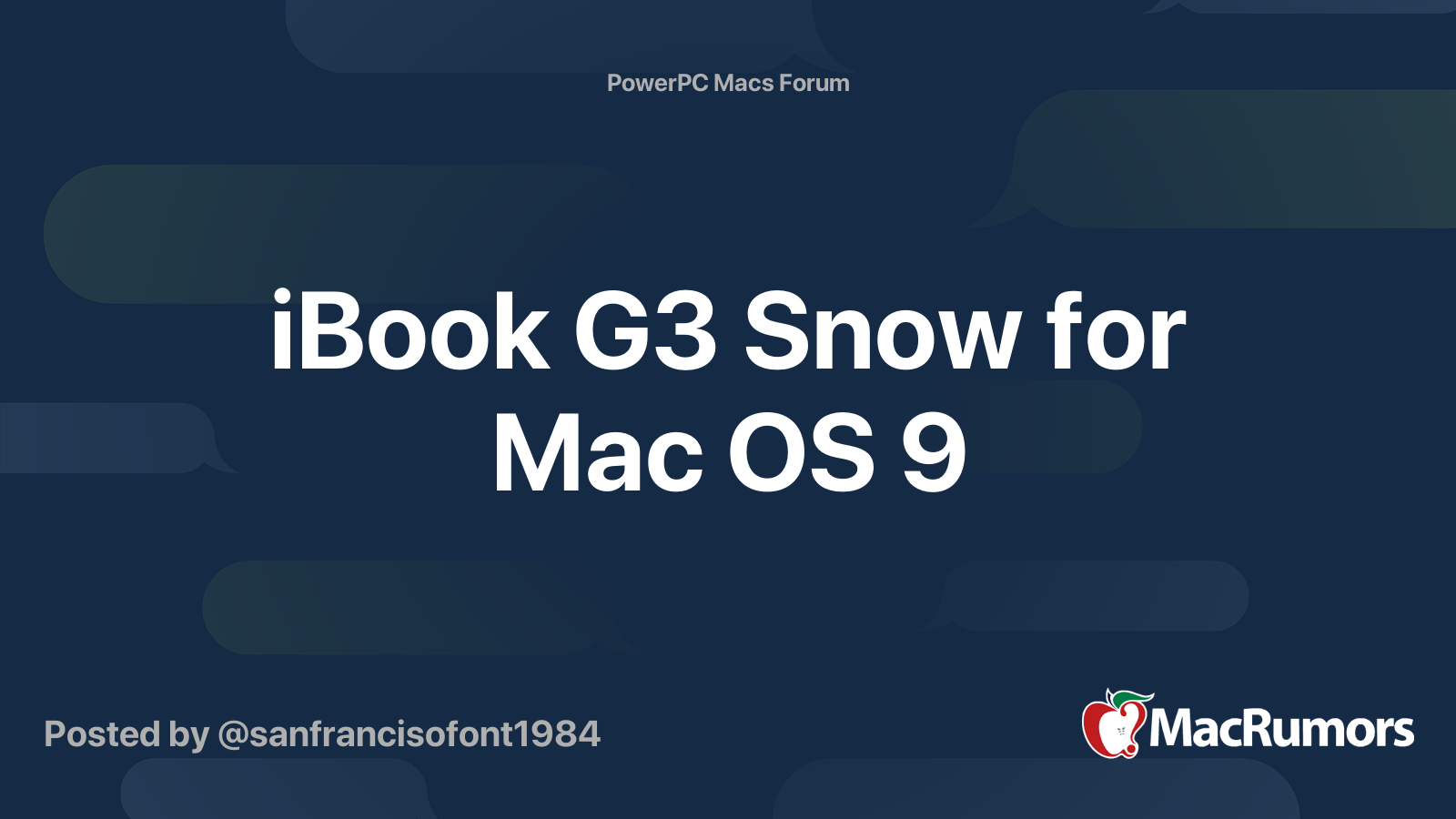 iBook G3 Snow for Mac OS 9 | MacRumors Forums
