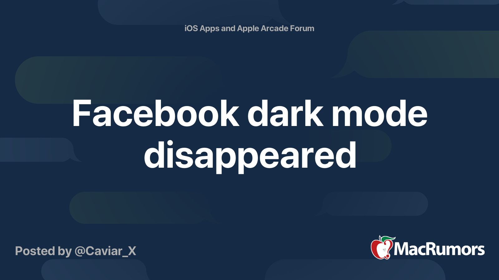 Facebook Dark Mode Disappeared Macrumors Forums