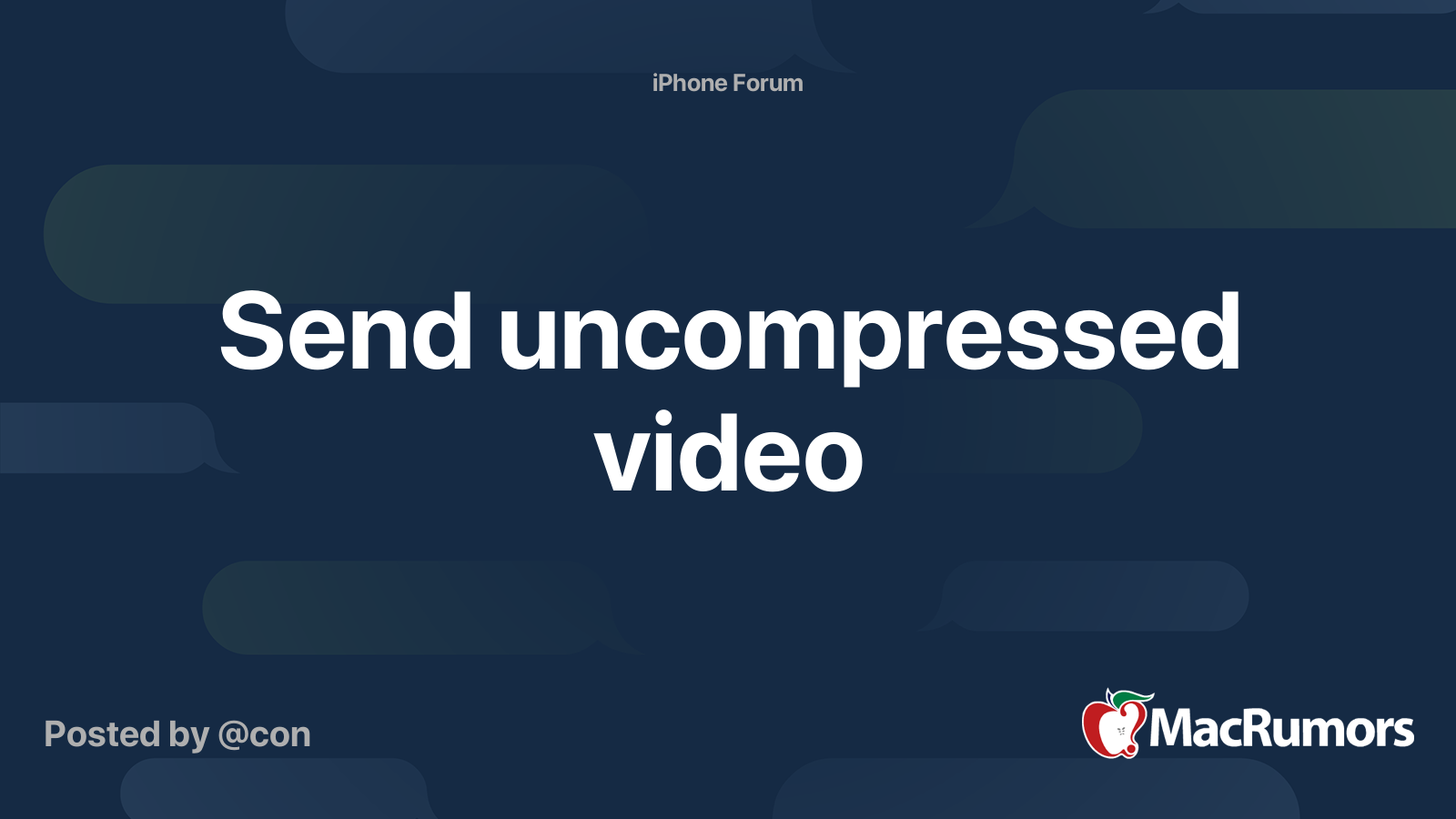 Send video MacRumors Forums