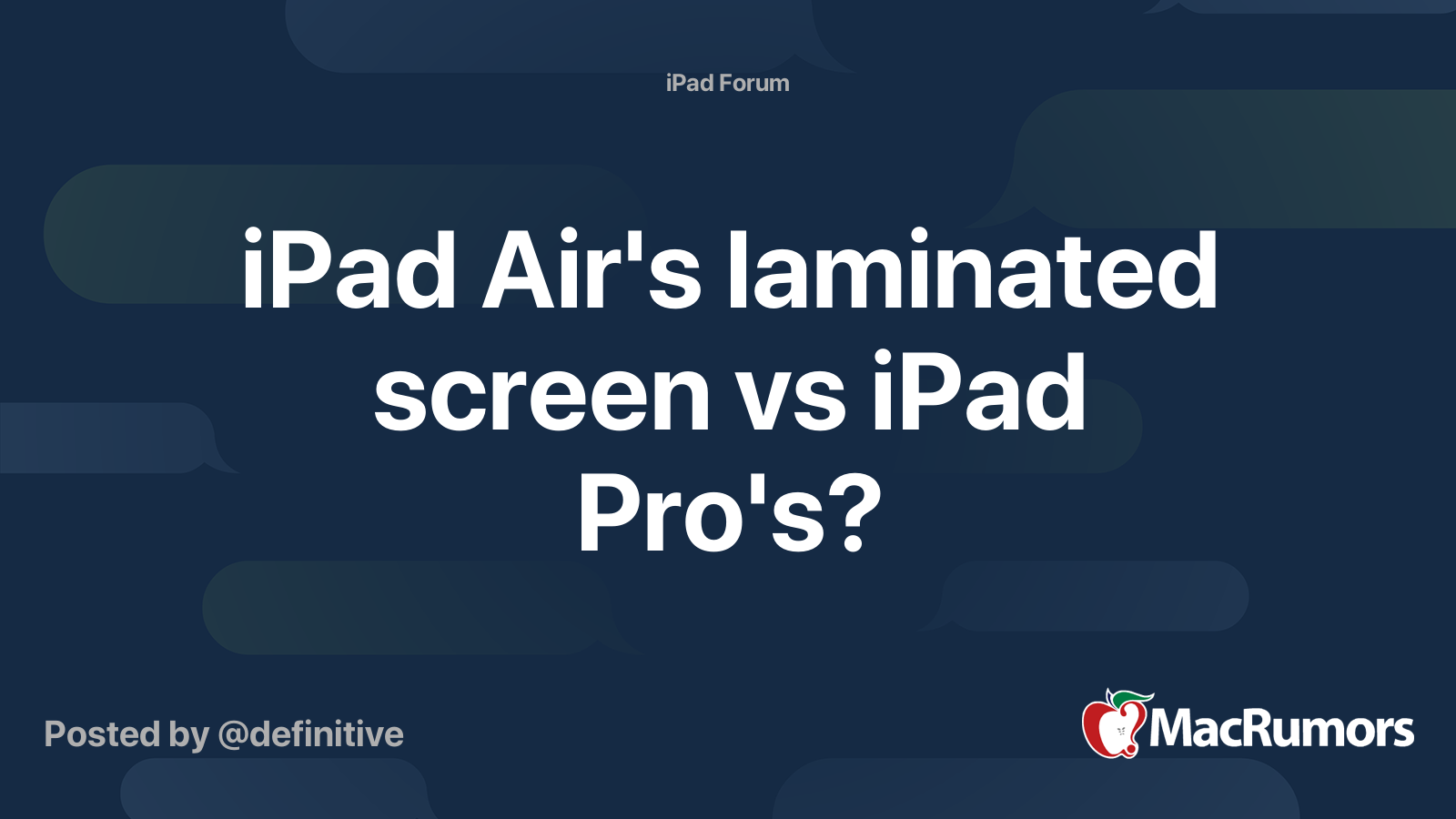 iPad Air's laminated screen vs iPad Pro's? MacRumors Forums