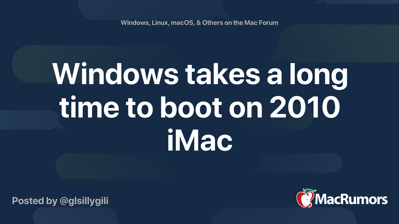 Windows takes a long time to boot on 2010 iMac MacRumors Forums