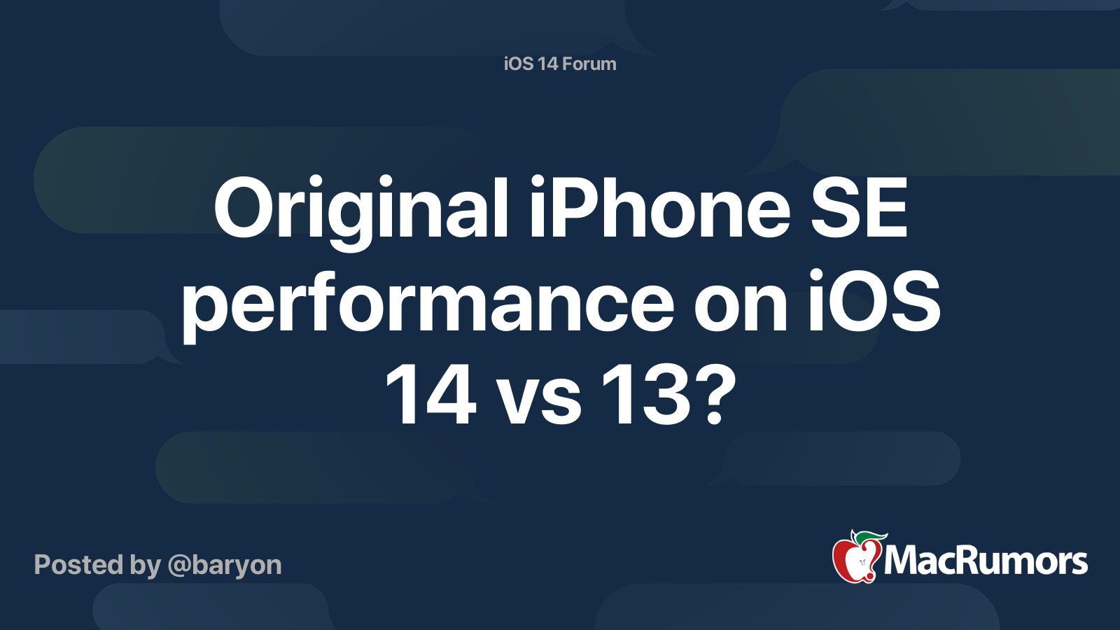 Original Iphone Se Performance On Ios 14 Vs 13 Macrumors Forums