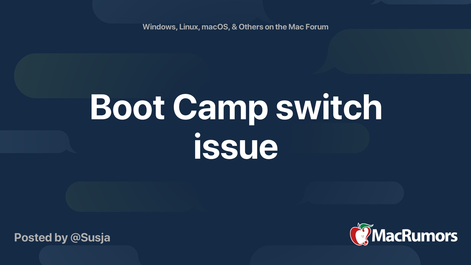 Boot Camp switch issue MacRumors Forums