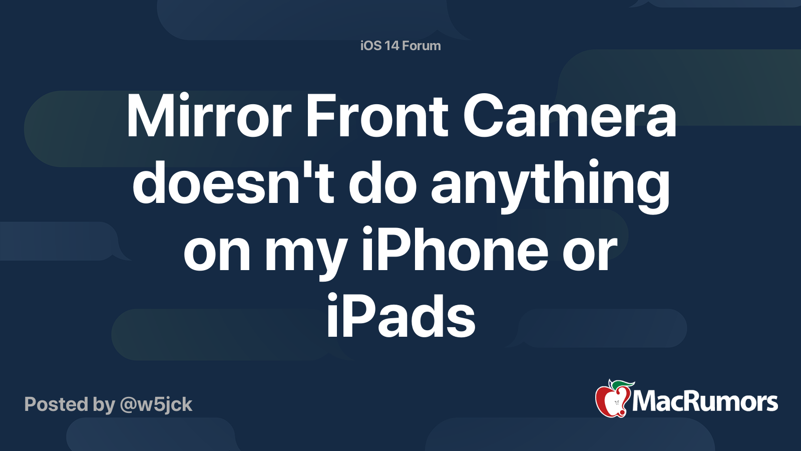 Mirror Front Camera doesn't do anything on my iPhone or iPads