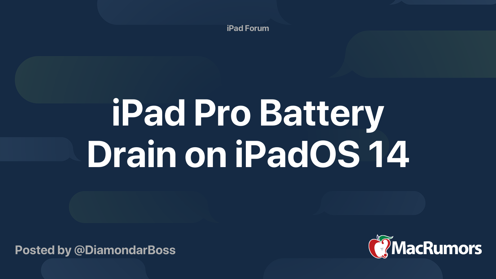 Ipad Pro Battery Drain On Ipados 14 Macrumors Forums