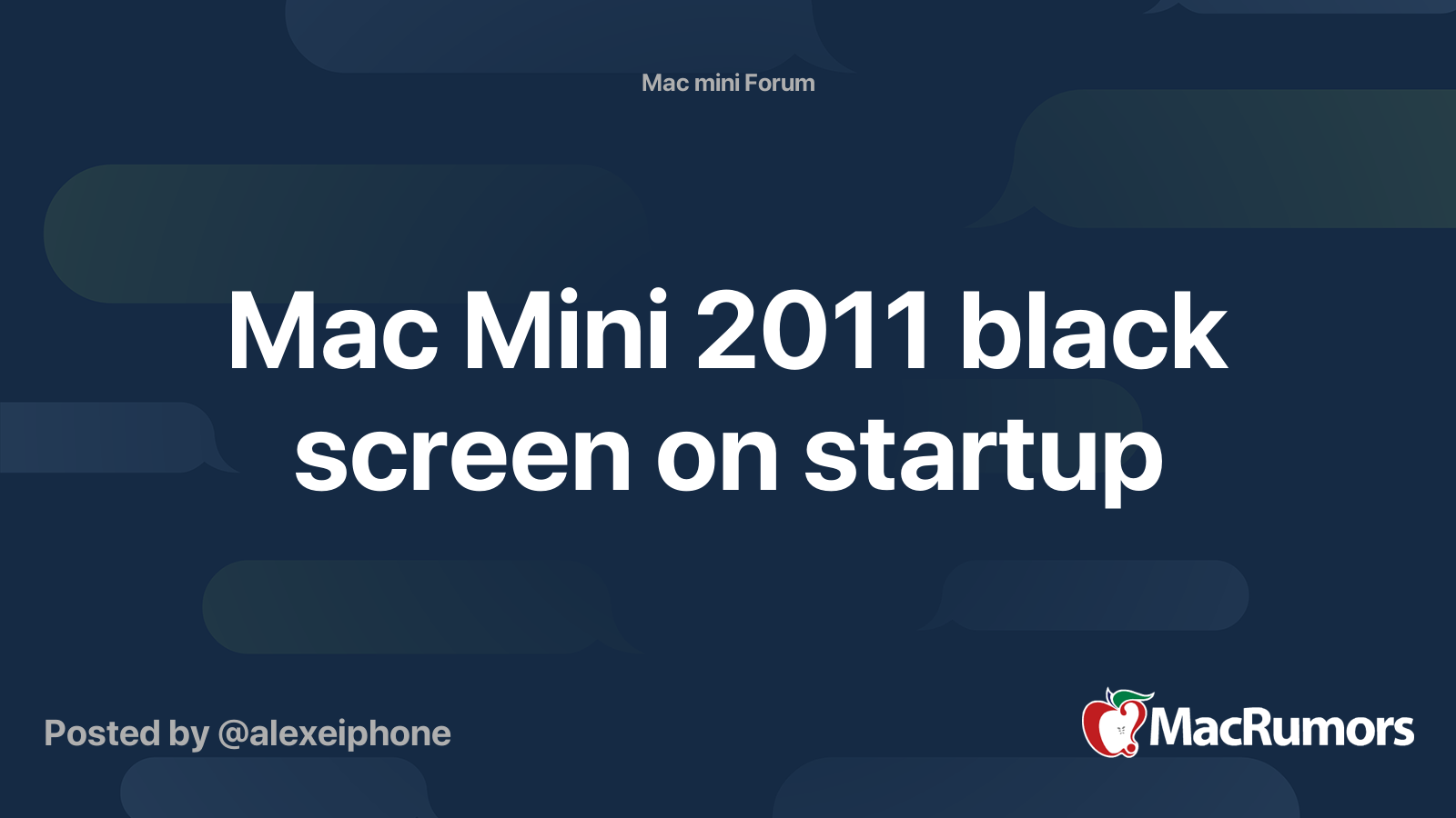 Mac Mini 2011 black screen on startup MacRumors Forums