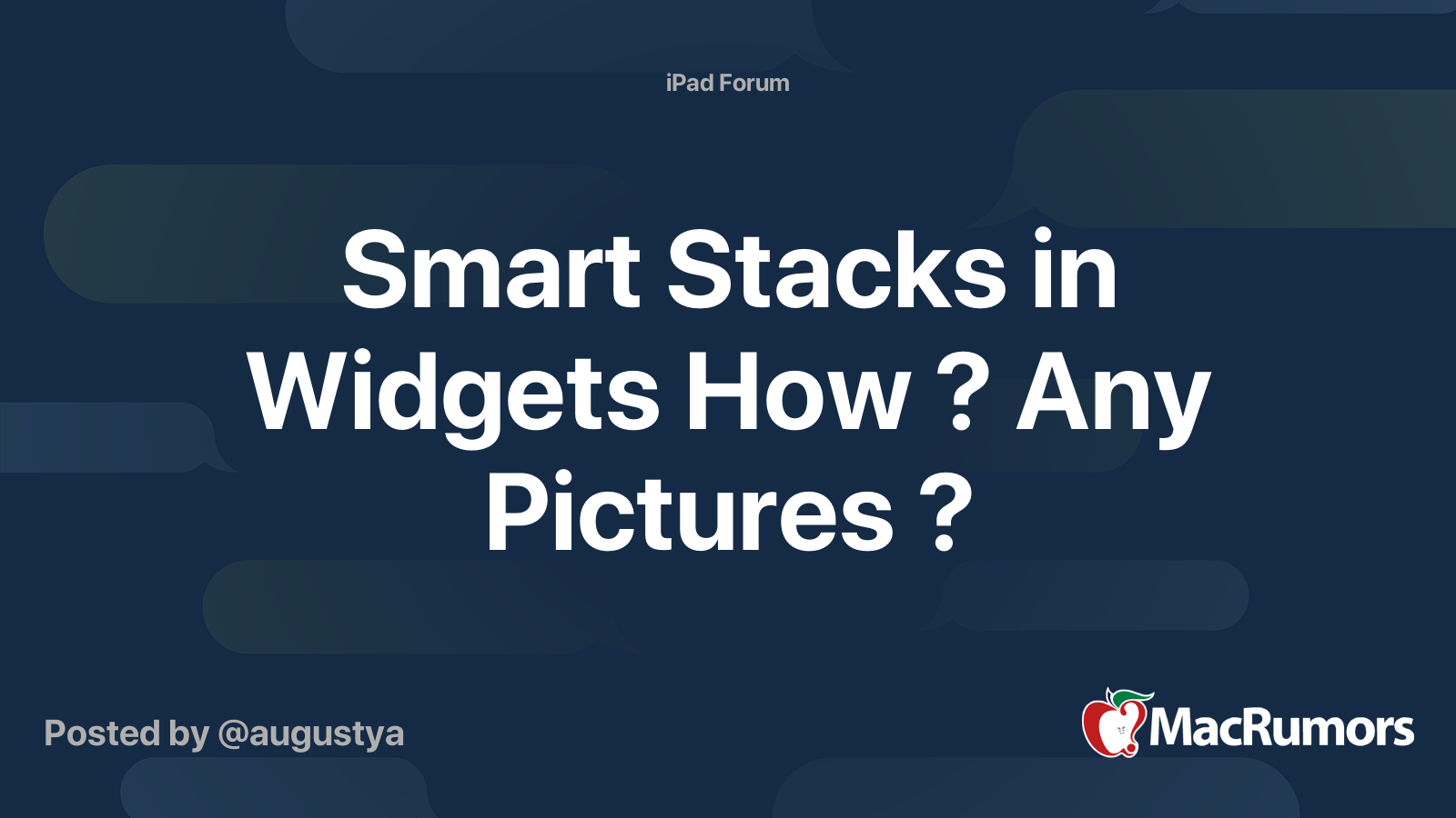 Smart Stacks in Widgets How ? Any Pictures ? | MacRumors Forums
