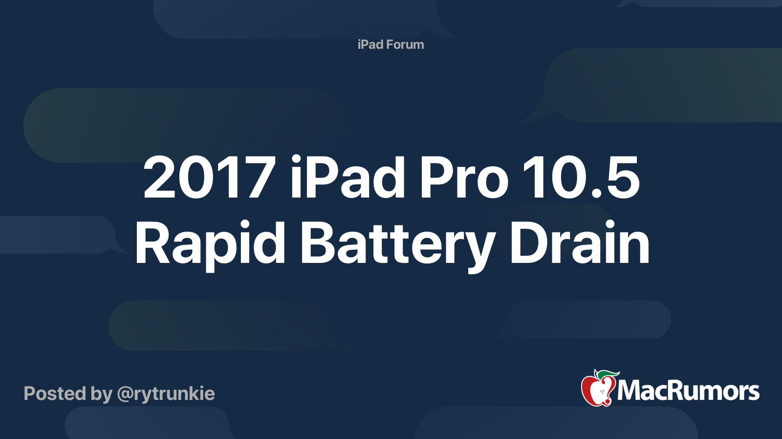 2017 Ipad Pro 10 5 Rapid Battery Drain Macrumors Forums