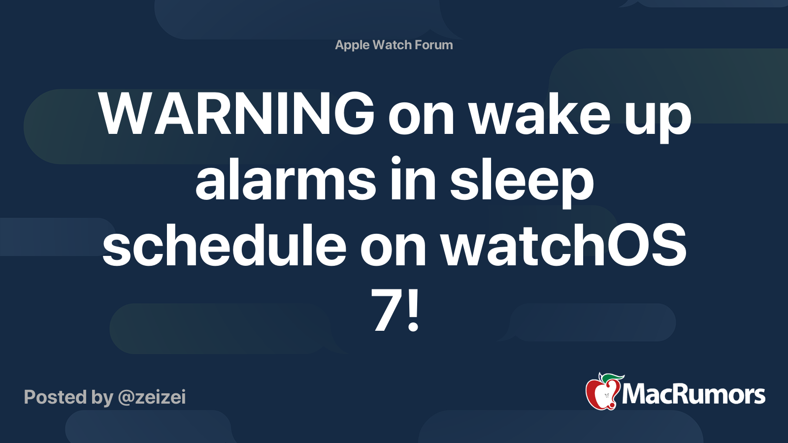 WARNING on wake up alarms in sleep schedule on watchOS 7! MacRumors Forums
