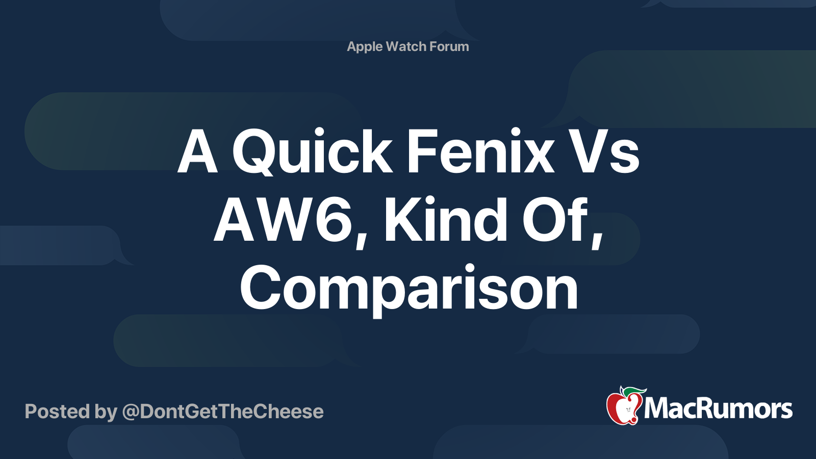 A Quick Fenix Vs AW6, Kind Of, Comparison | MacRumors Forums