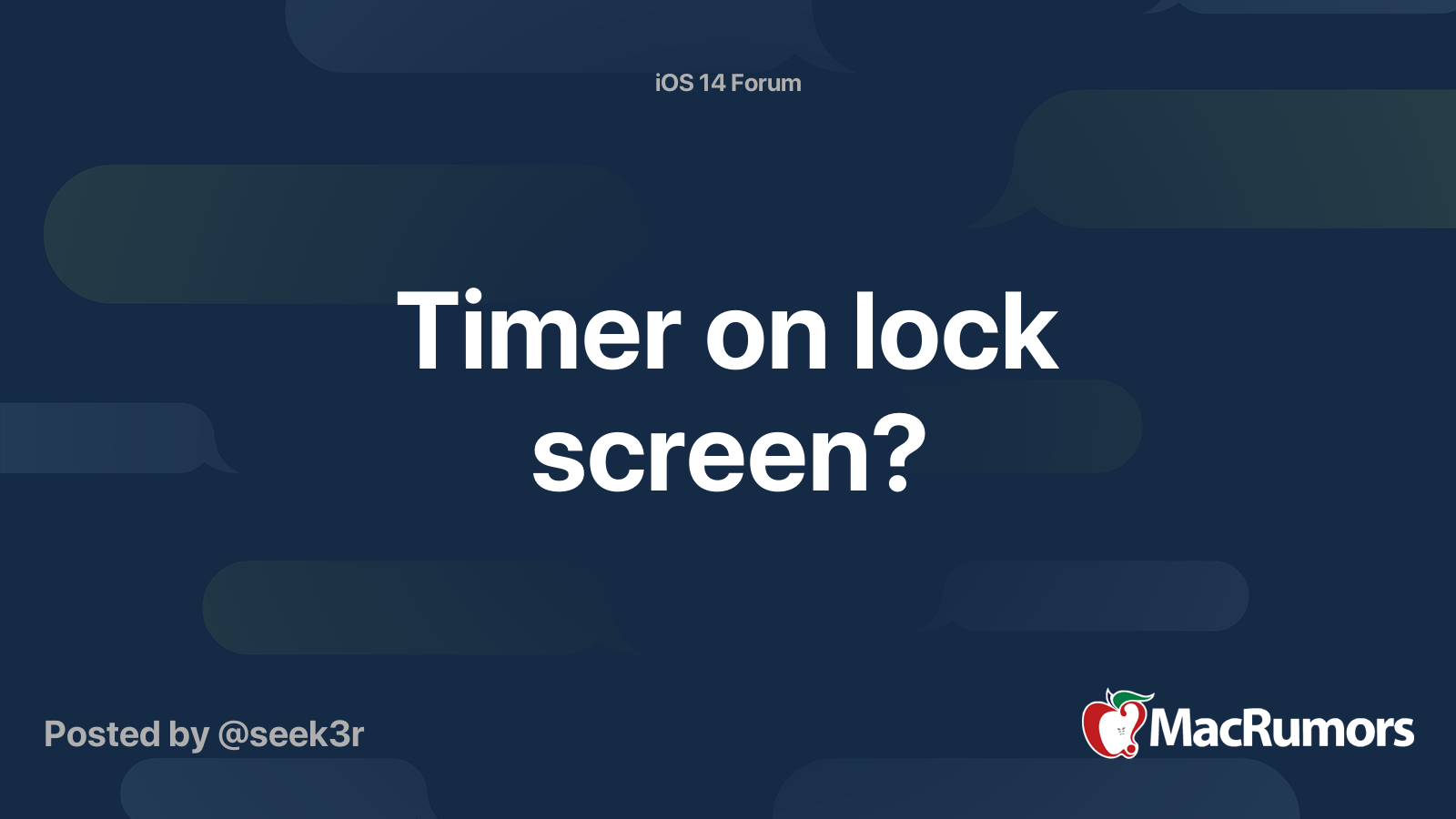 Timer on lock screen? MacRumors Forums