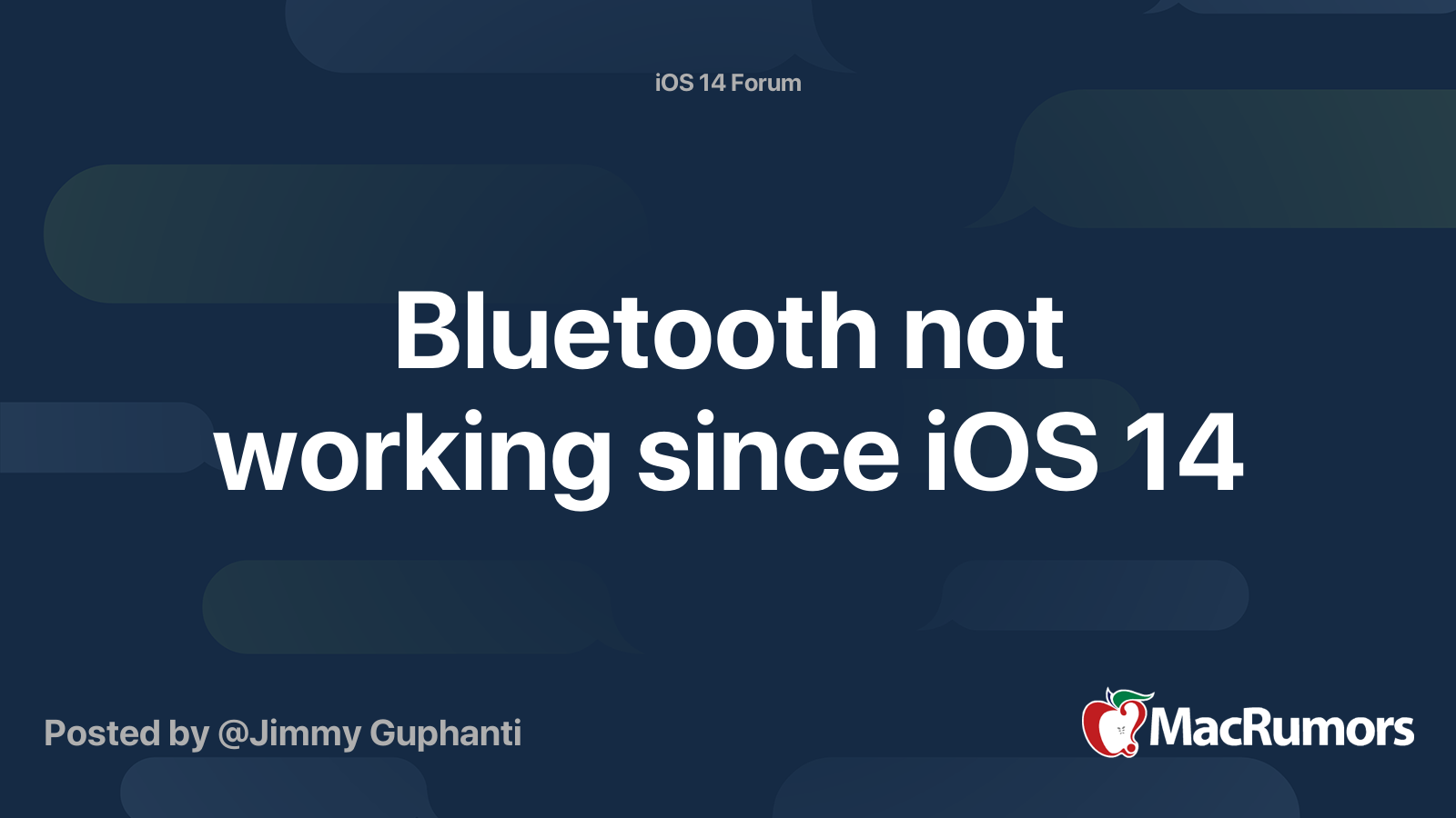 Bluetooth not working since iOS 14 MacRumors Forums