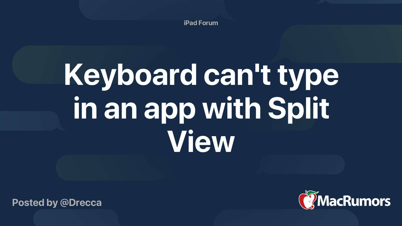 Keyboard can't type in an app with Split View MacRumors Forums