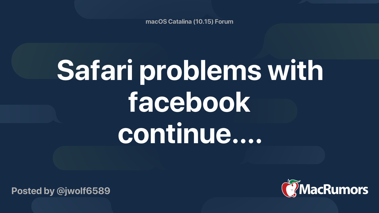 Safari problems with facebook continue.... MacRumors Forums