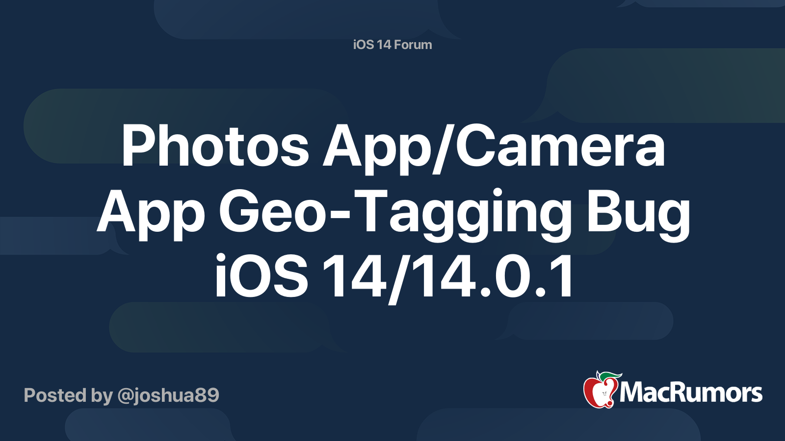 Photos App/Camera App GeoTagging Bug iOS 14/14.0.1 MacRumors Forums