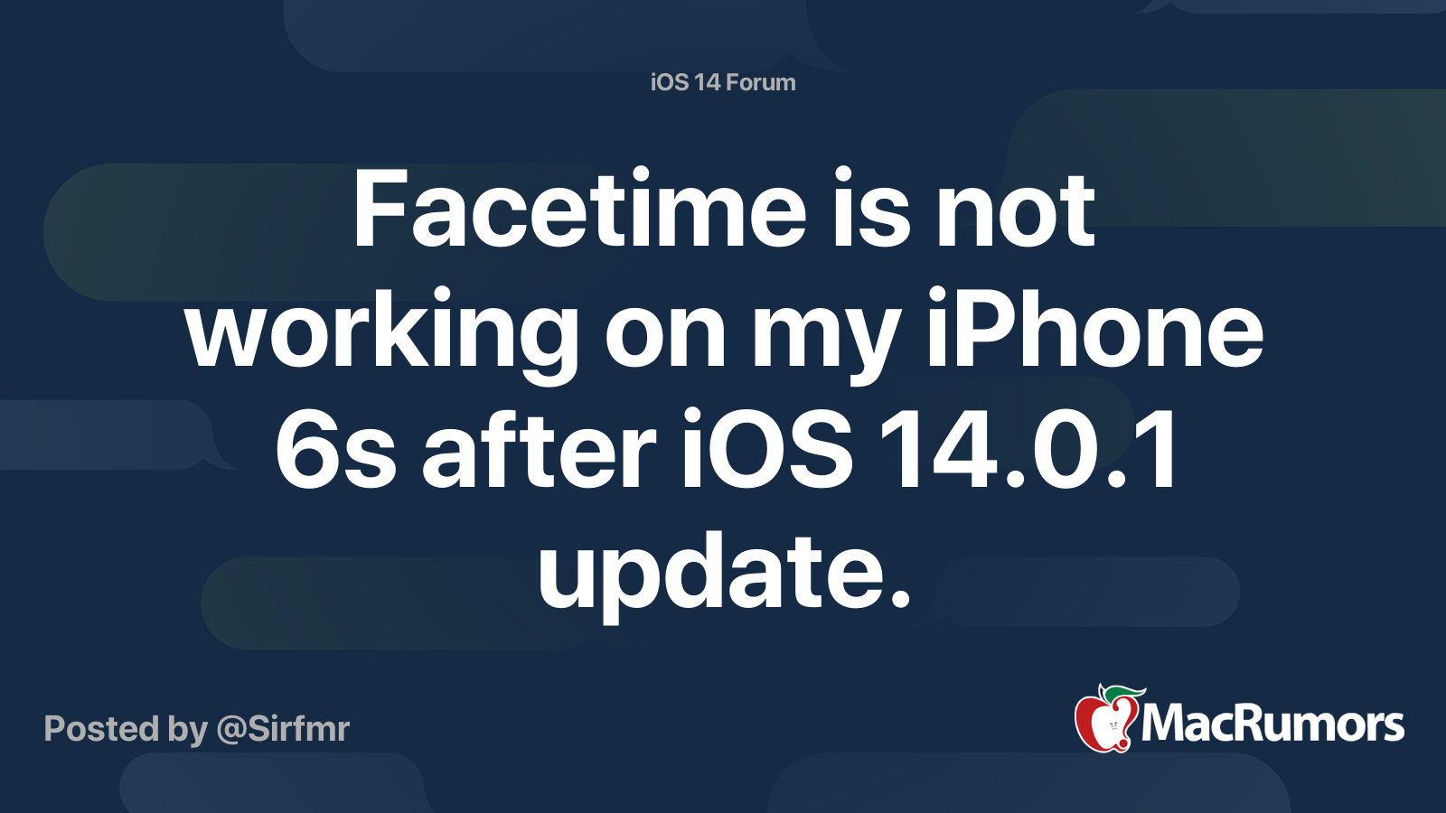 Facetime is not working on my iPhone 6s after iOS 14.0.1 update