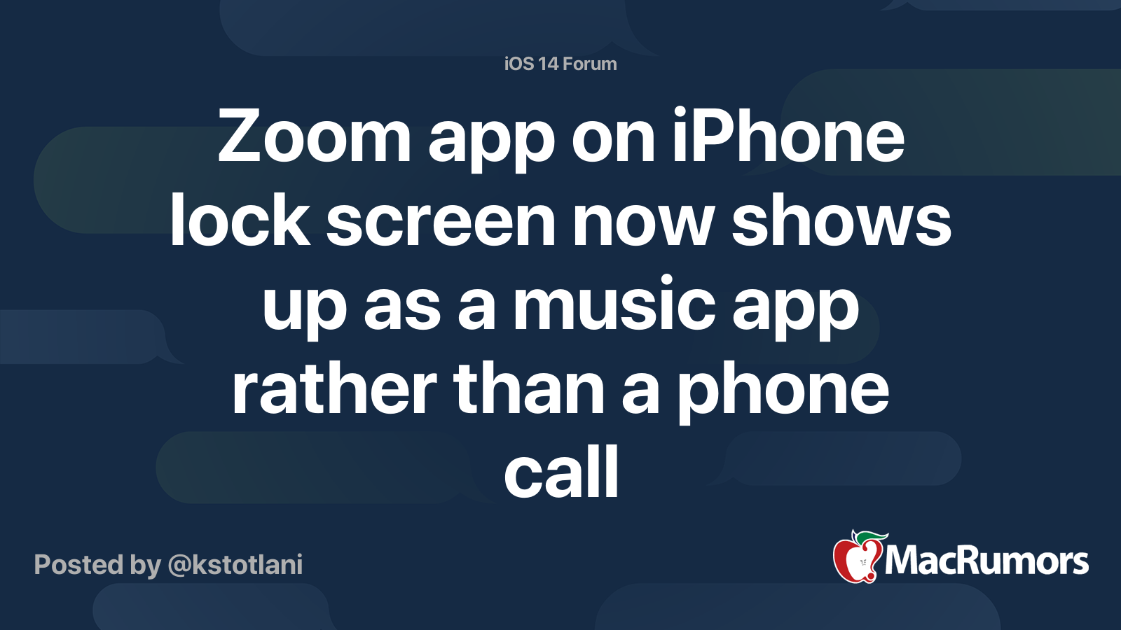 Zoom app on iPhone lock screen now shows up as a music app rather than ...
