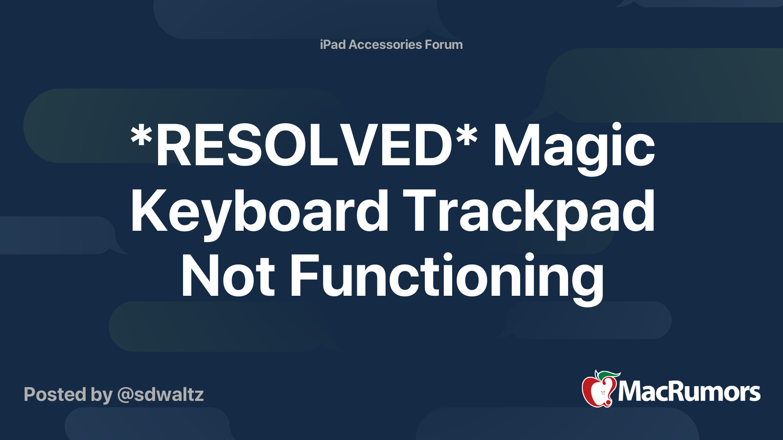 *RESOLVED* Magic Keyboard Trackpad Not Functioning MacRumors Forums