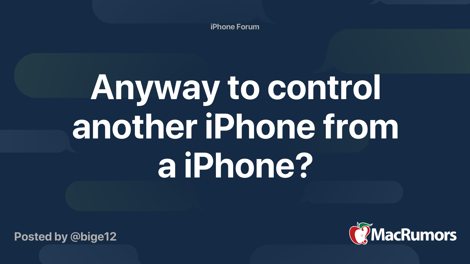 Anyway to control another iPhone from a iPhone? MacRumors Forums