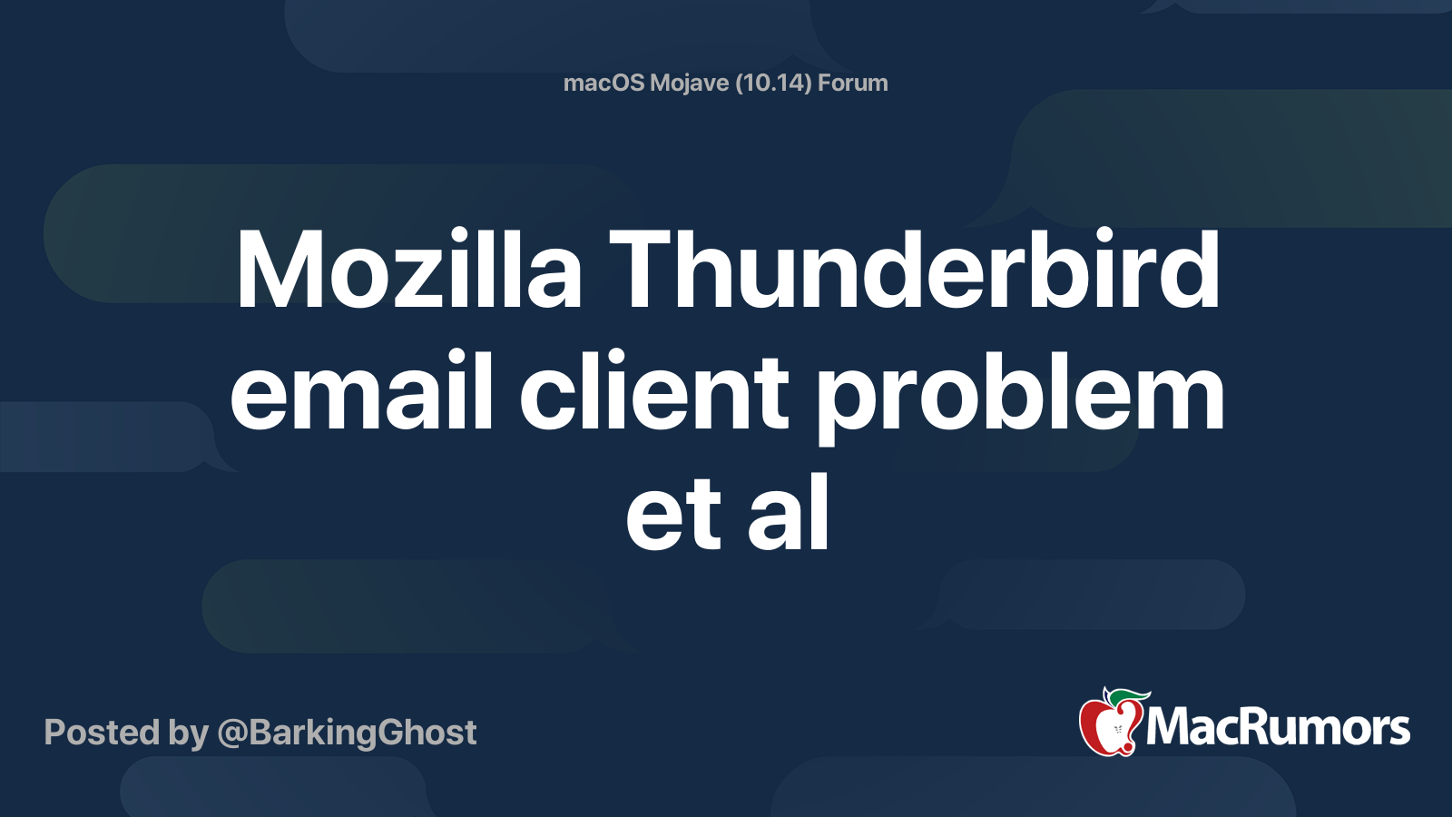 Mozilla Thunderbird Email Client Problem Et Al Macrumors Forums