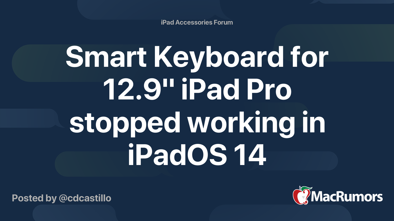 Smart Keyboard for 12.9" iPad Pro stopped working in iPadOS 14
