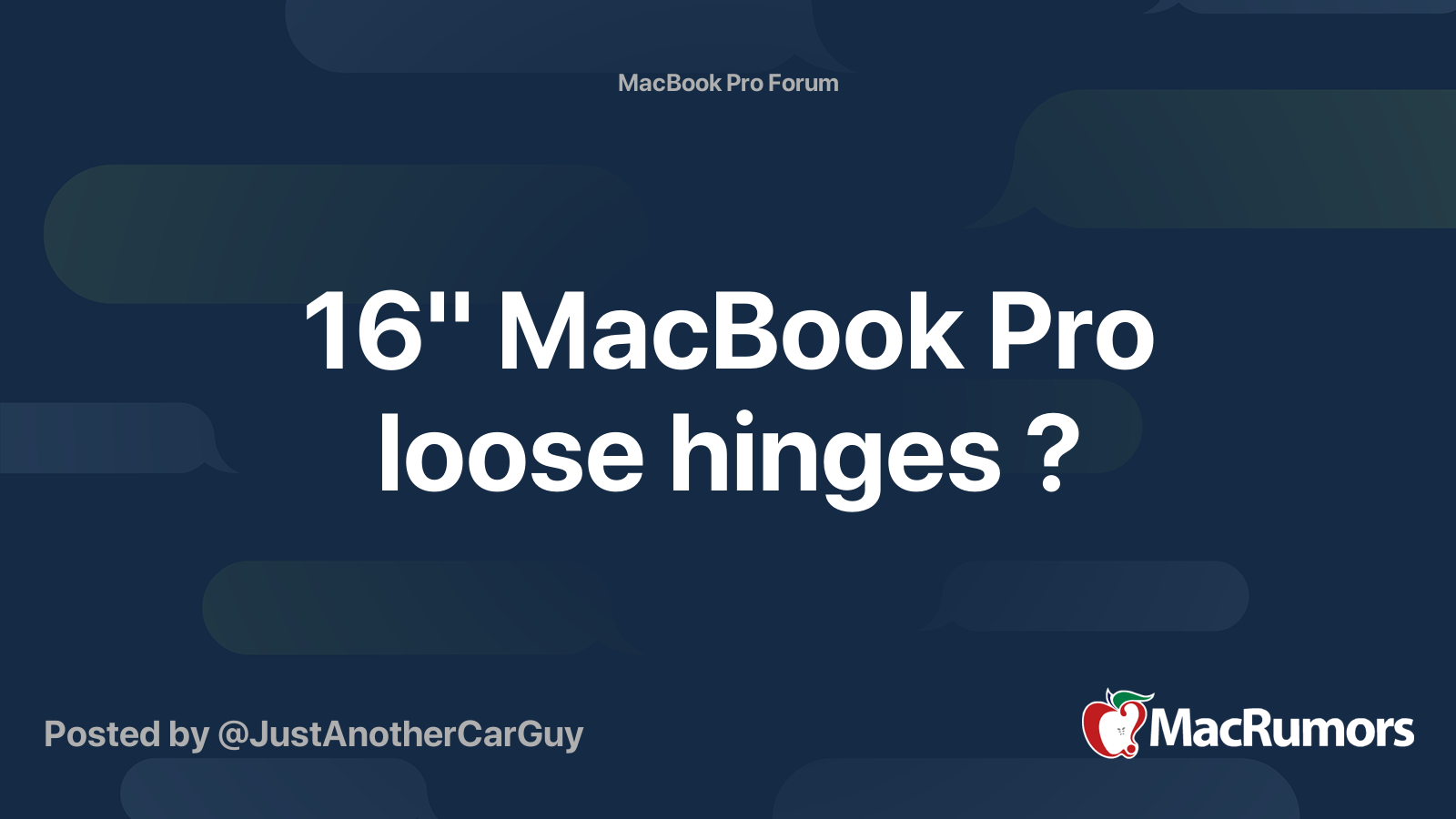 16" MacBook Pro loose hinges ? | MacRumors Forums