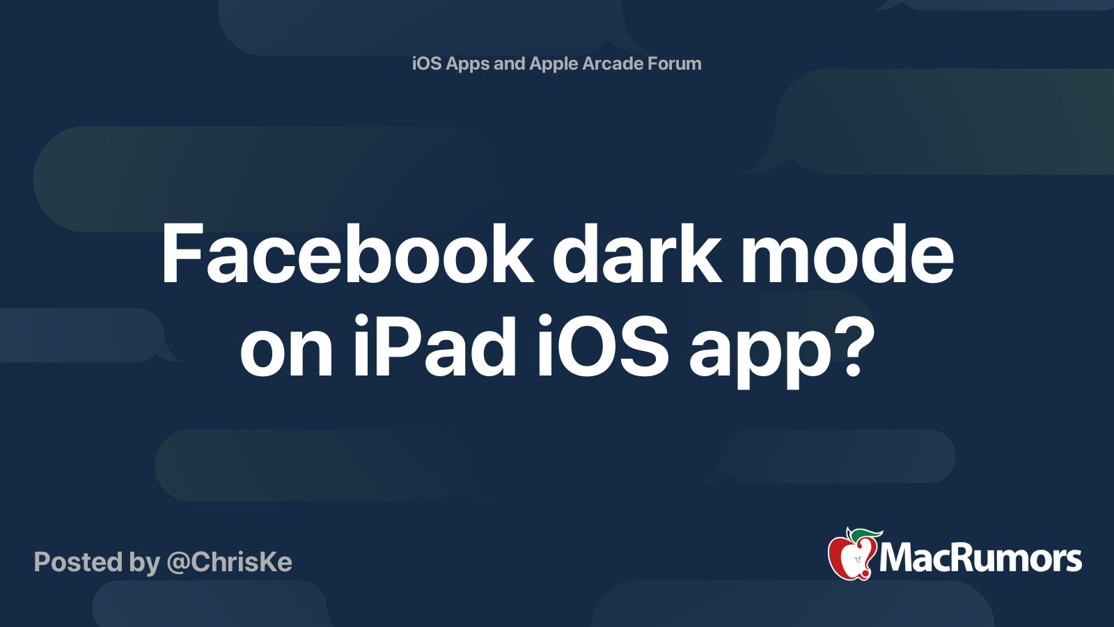 Facebook Dark Mode On Ipad Ios App Macrumors Forums