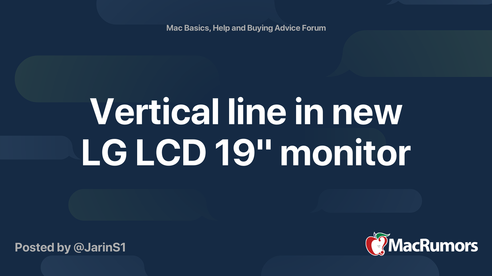 Vertical line in new LG LCD 19" monitor MacRumors Forums