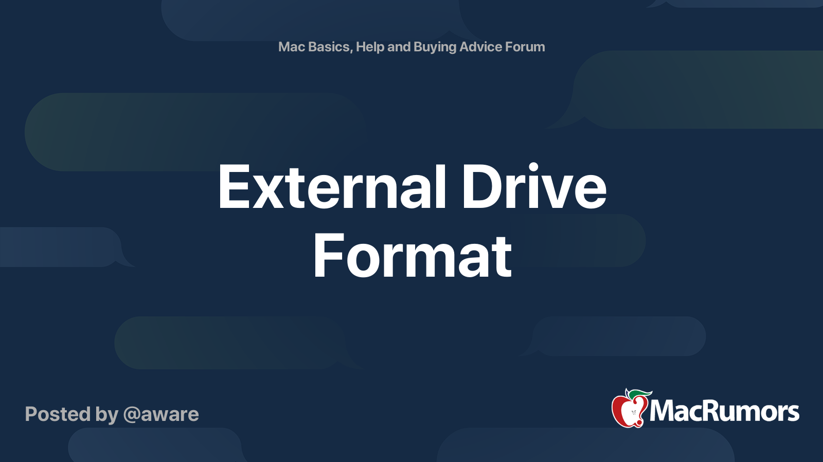 External Drive Format | MacRumors Forums