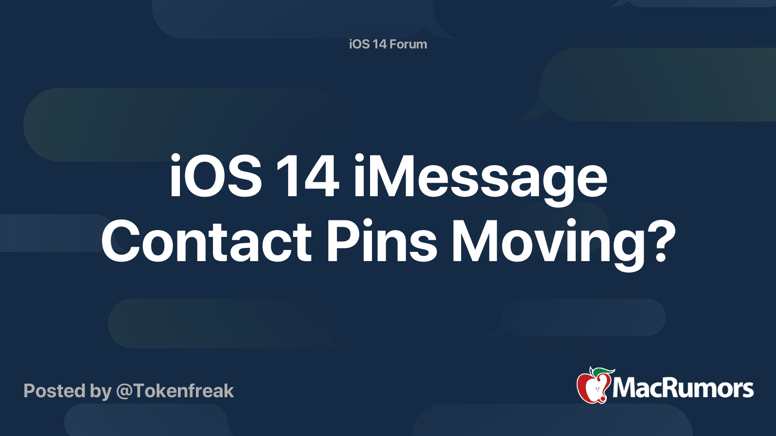 iOS 14 iMessage Contact Pins Moving? MacRumors Forums