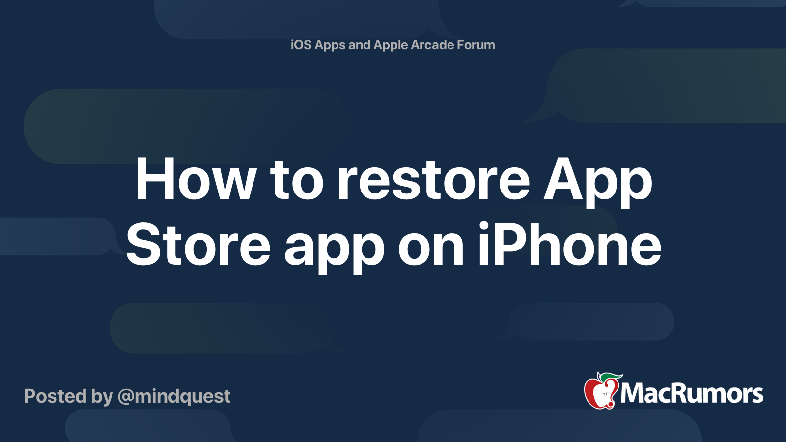 How to restore App Store app on iPhone | MacRumors Forums