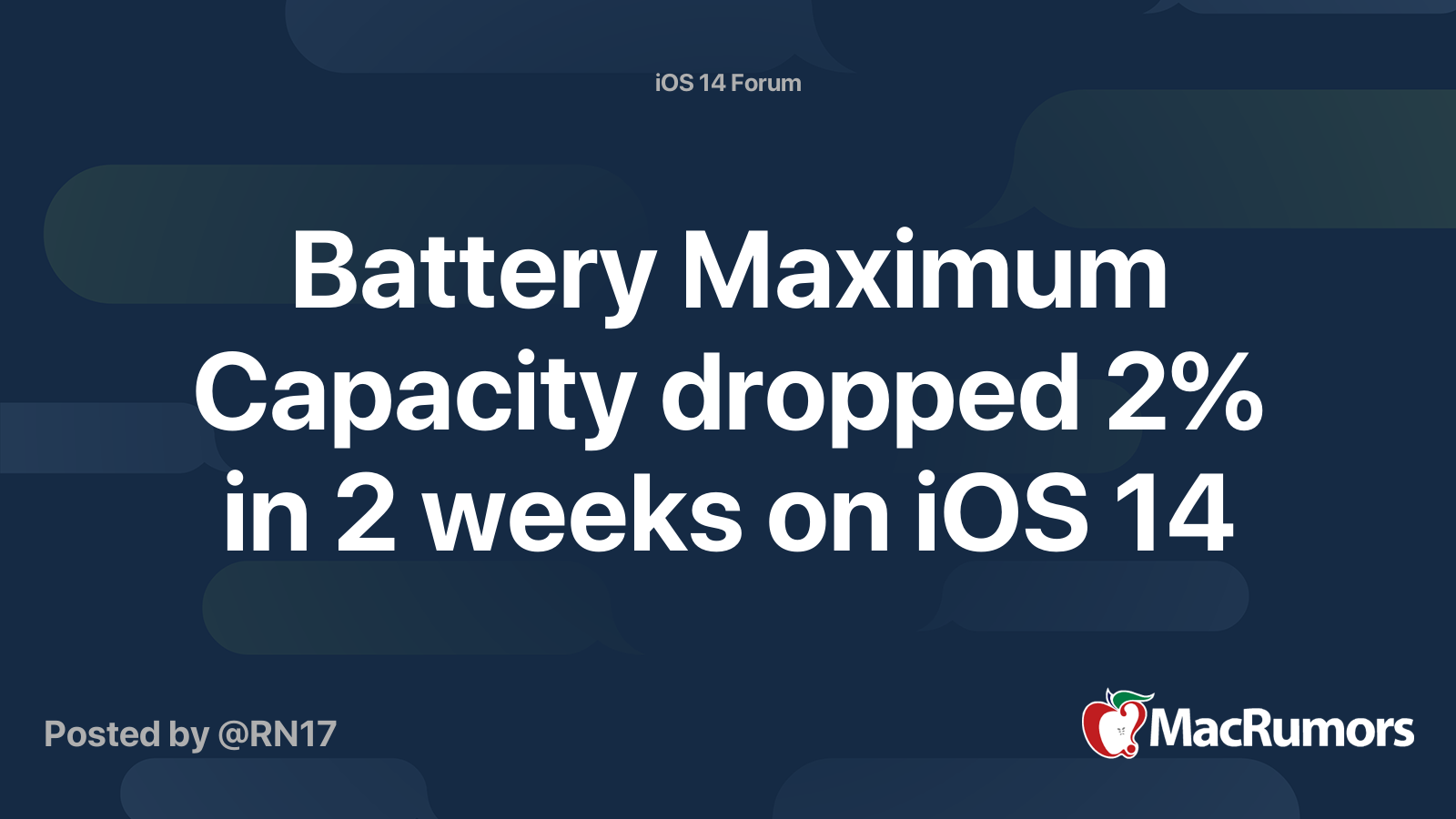 enestående oversættelse med undtagelse af Battery Maximum Capacity dropped 2% in 2 weeks on iOS 14 | MacRumors Forums