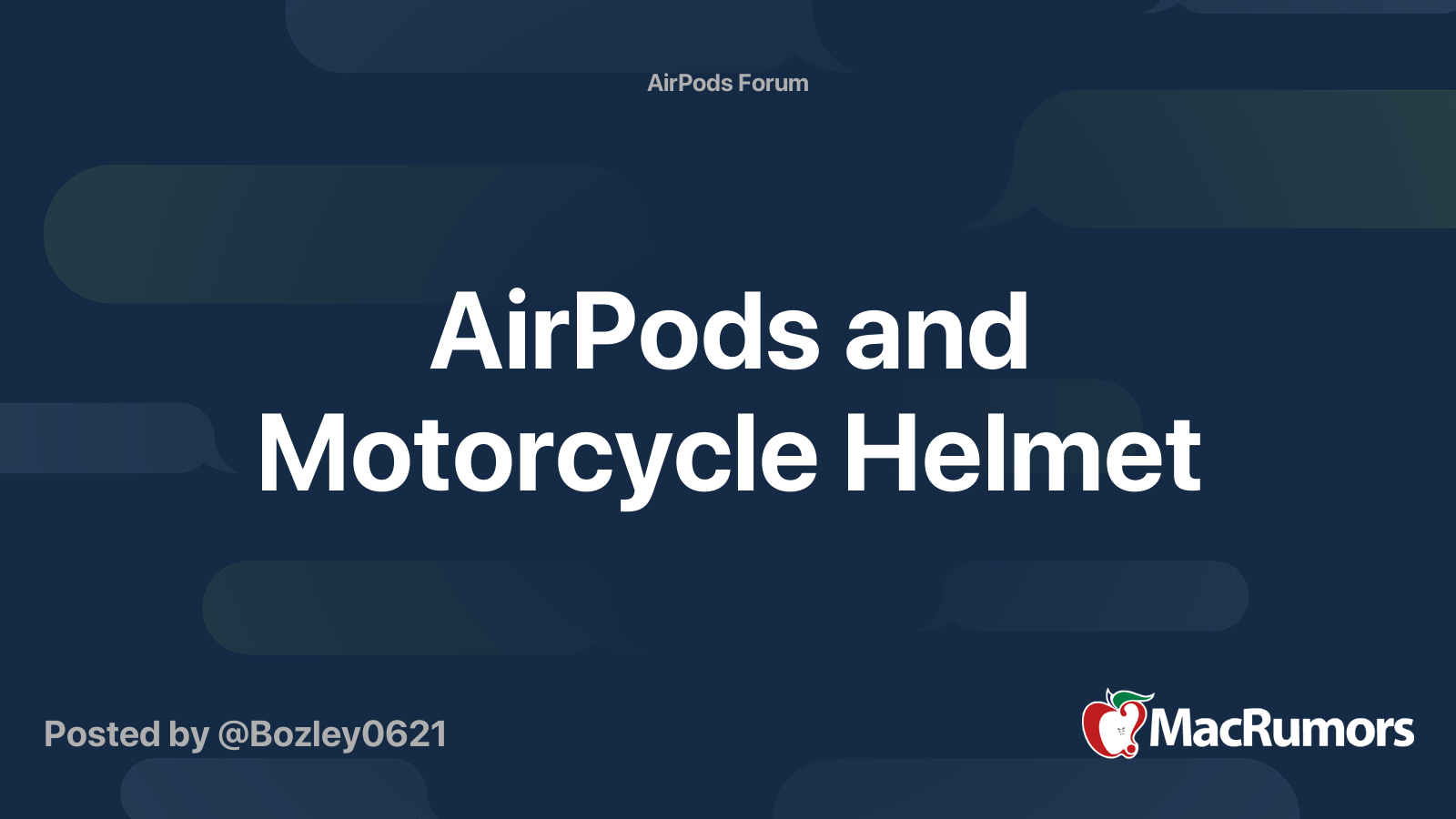 Fatal faktor sladre AirPods and Motorcycle Helmet | MacRumors Forums