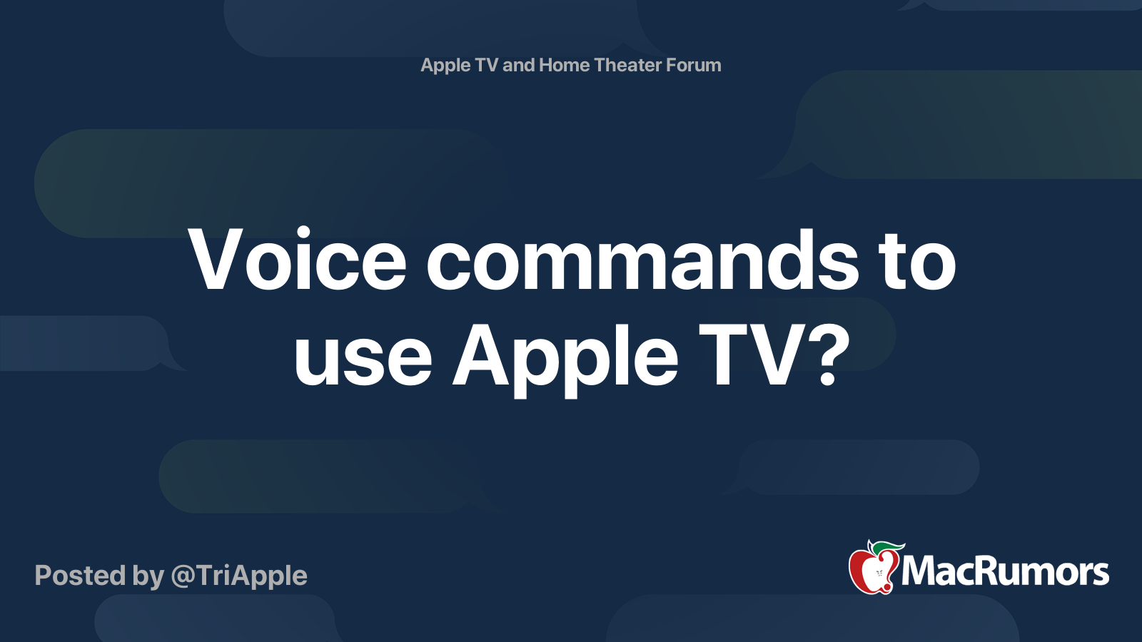 Voice Commands To Use Apple Tv Macrumors Forums