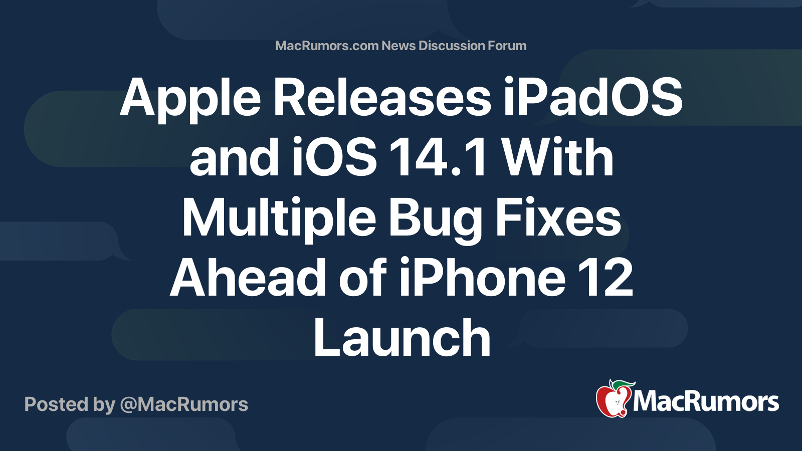 Apple Releases iPadOS and iOS 14.1 With Multiple Bug Fixes Ahead of ...