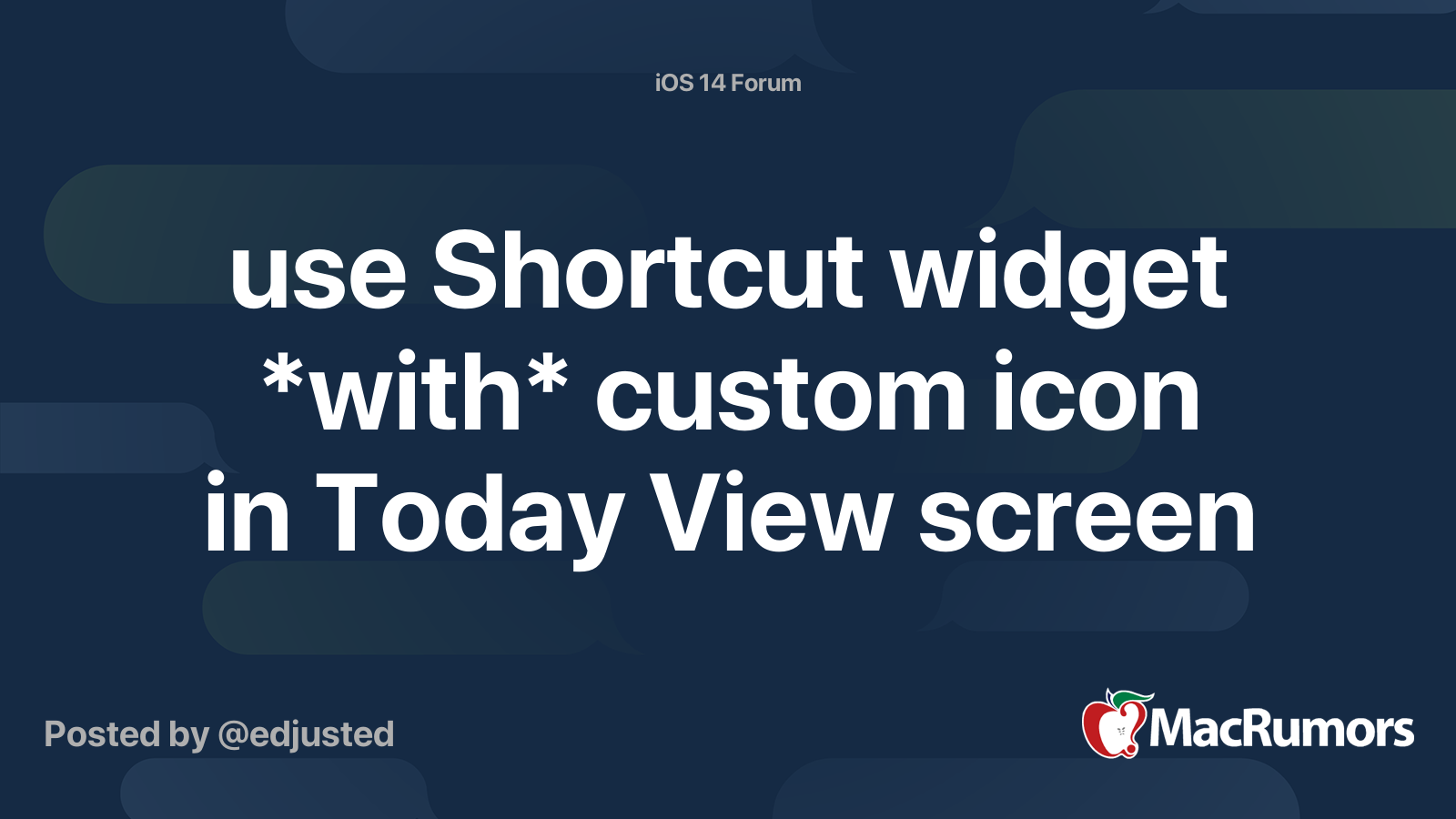 use Shortcut widget *with* custom icon in Today View screen | MacRumors ...