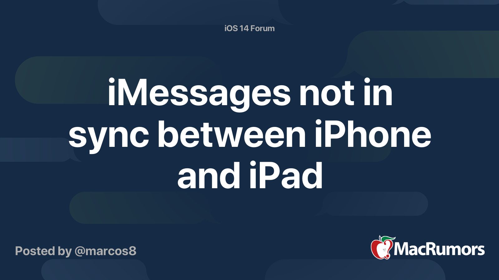 iMessages not in sync between iPhone and iPad MacRumors Forums
