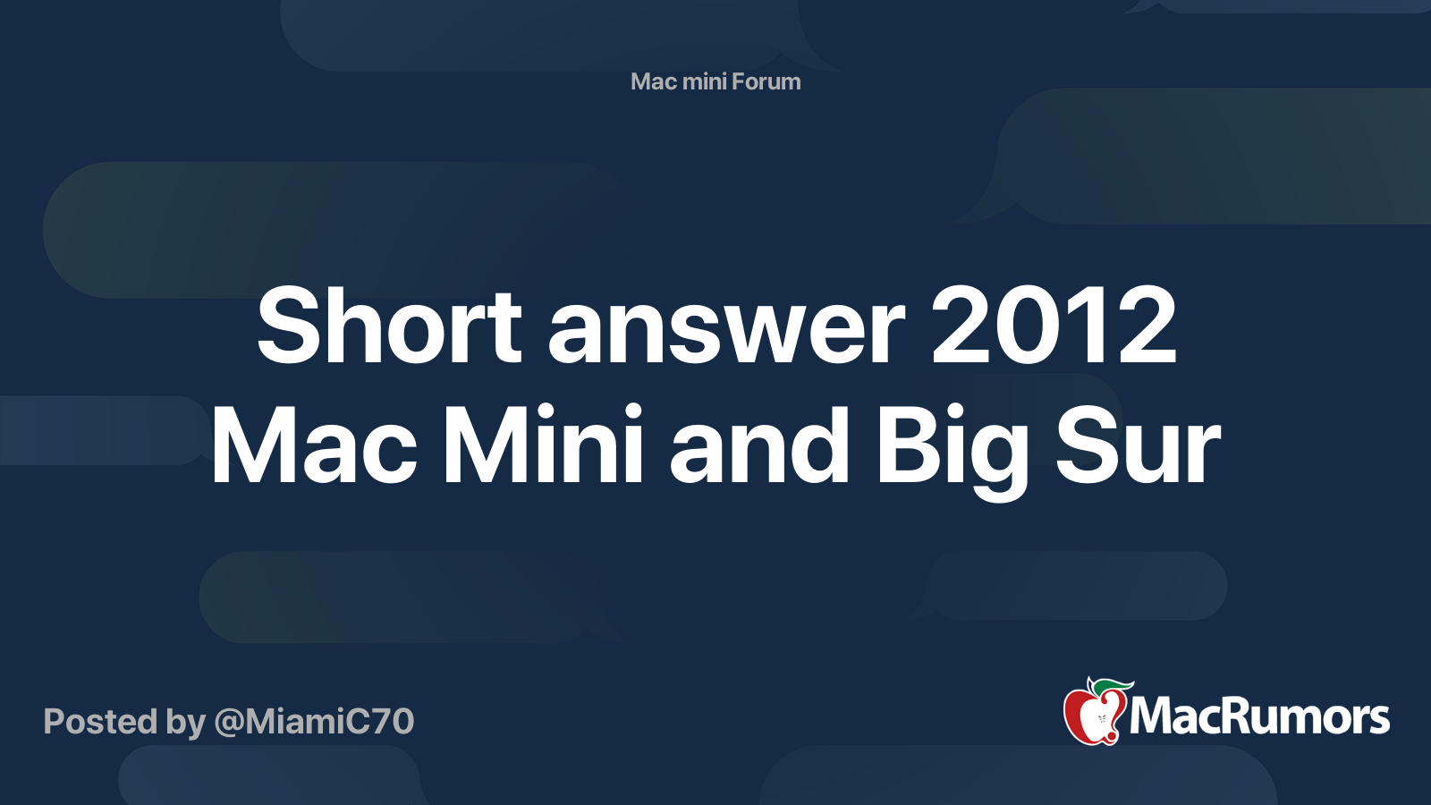Short Answer 12 Mac Mini And Big Sur Macrumors Forums